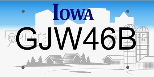 GJW46B Iowa License Plate