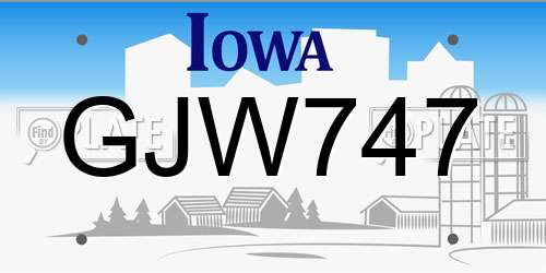 GJW747 Iowa License Plate