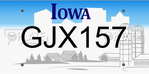 GJX157 Iowa License Plate
