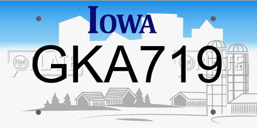 GKA719 Iowa License Plate