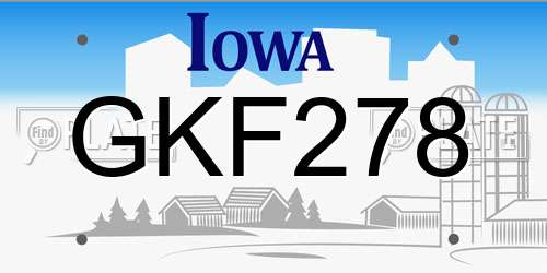 GKF278 Iowa License Plate