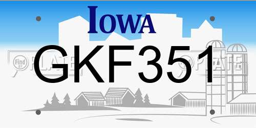 GKF351 Iowa License Plate