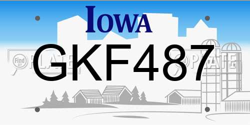 GKF487 Iowa License Plate