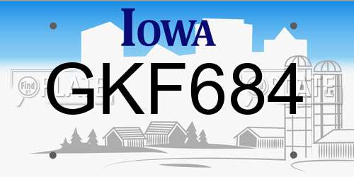 GKF684 Iowa License Plate