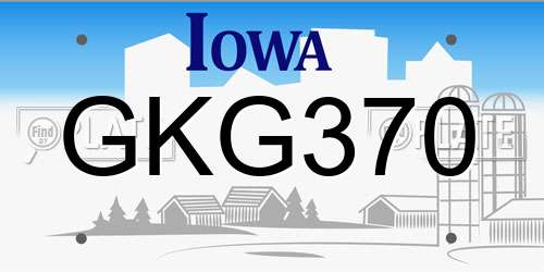 GKG370 Iowa License Plate