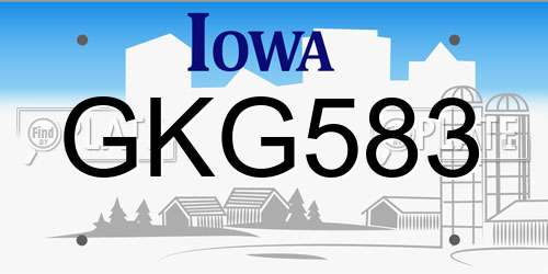 GKG583 Iowa License Plate