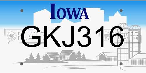 GKJ316 Iowa License Plate
