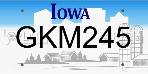 GKM245 Iowa License Plate