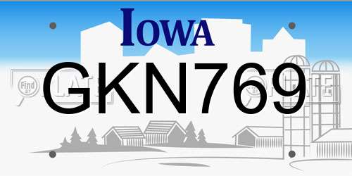 GKN769 Iowa License Plate