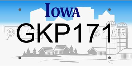 GKP171 Iowa License Plate