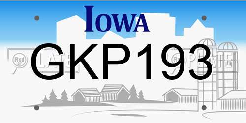 GKP193 Iowa License Plate