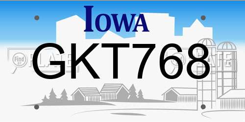 GKT768 Iowa License Plate