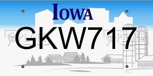 GKW717 Iowa License Plate