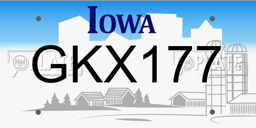 GKX177 Iowa License Plate
