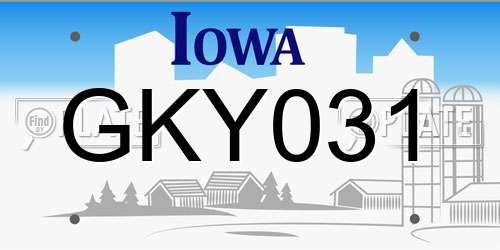 GKY031 Iowa License Plate