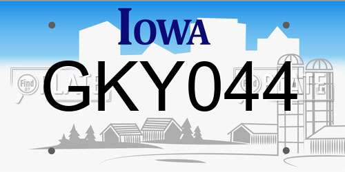 GKY044 Iowa License Plate