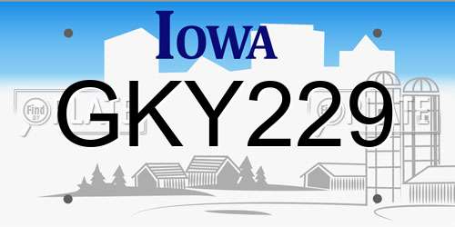 GKY229 Iowa License Plate
