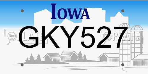GKY527 Iowa License Plate