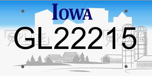 GL22215 Iowa License Plate