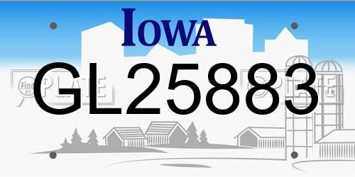 GL25883 Iowa License Plate