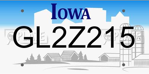 GL2Z215 Iowa License Plate