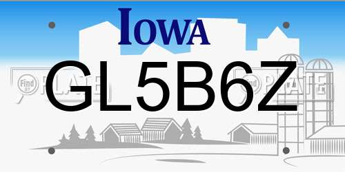 GL5B6Z Iowa License Plate