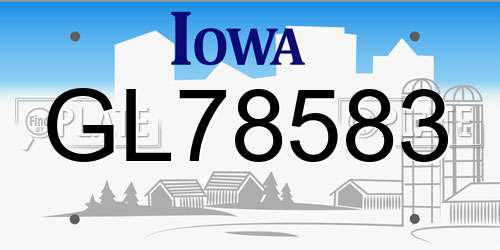 GL78583 Iowa License Plate