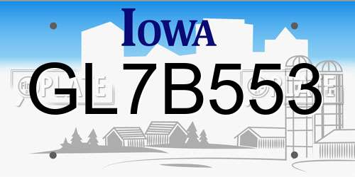 GL7B553 Iowa License Plate