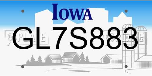 GL7S883 Iowa License Plate