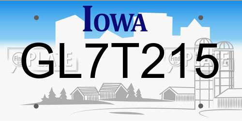 GL7T215 Iowa License Plate