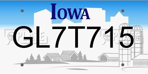 GL7T715 Iowa License Plate
