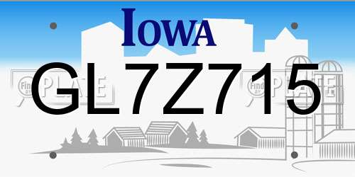 GL7Z715 Iowa License Plate