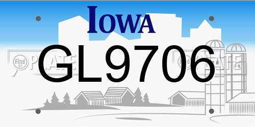 GL9706 Iowa License Plate