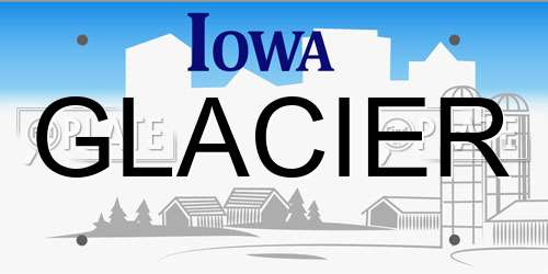 GLACIER Iowa License Plate