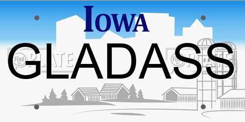 GLADASS Iowa License Plate