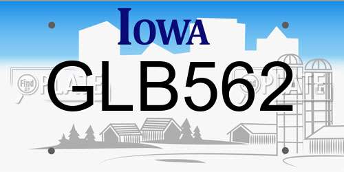 GLB562 Iowa License Plate