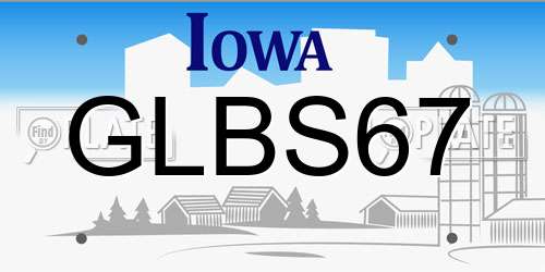 GLBS67 Iowa License Plate