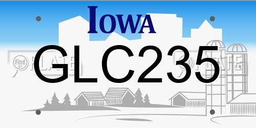 GLC235 Iowa License Plate