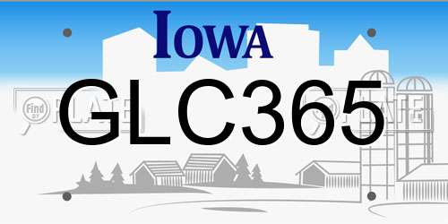 GLC365 Iowa License Plate