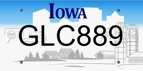 GLC889 Iowa License Plate