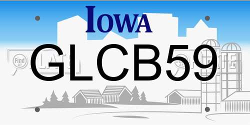 GLCB59 Iowa License Plate