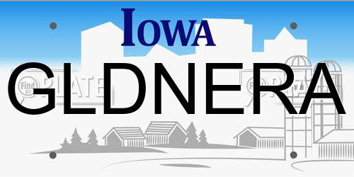 GLDNERA Iowa License Plate