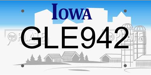 GLE942 Iowa License Plate