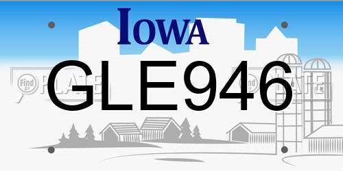 GLE946 Iowa License Plate