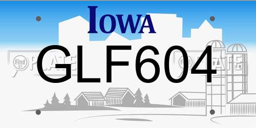GLF604 Iowa License Plate
