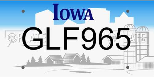 GLF965 Iowa License Plate