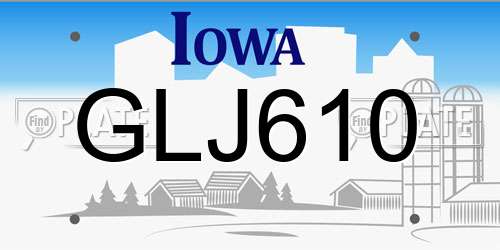GLJ610 Iowa License Plate
