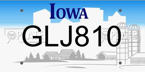 GLJ810 Iowa License Plate