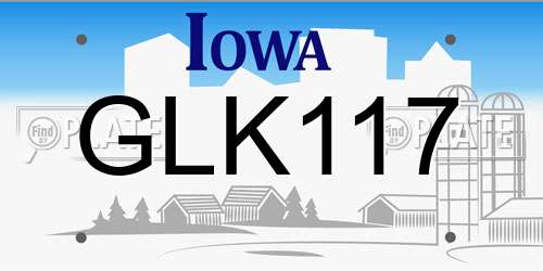 GLK117 Iowa License Plate