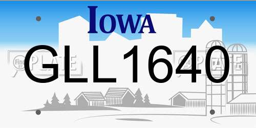 GLL1640 Iowa License Plate